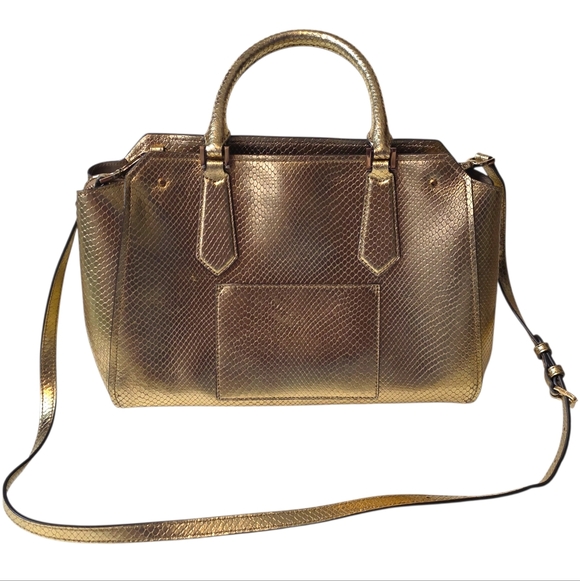 Michael Kors Hayes Pale Gold Large Leather Satchel - Picture 2 of 8